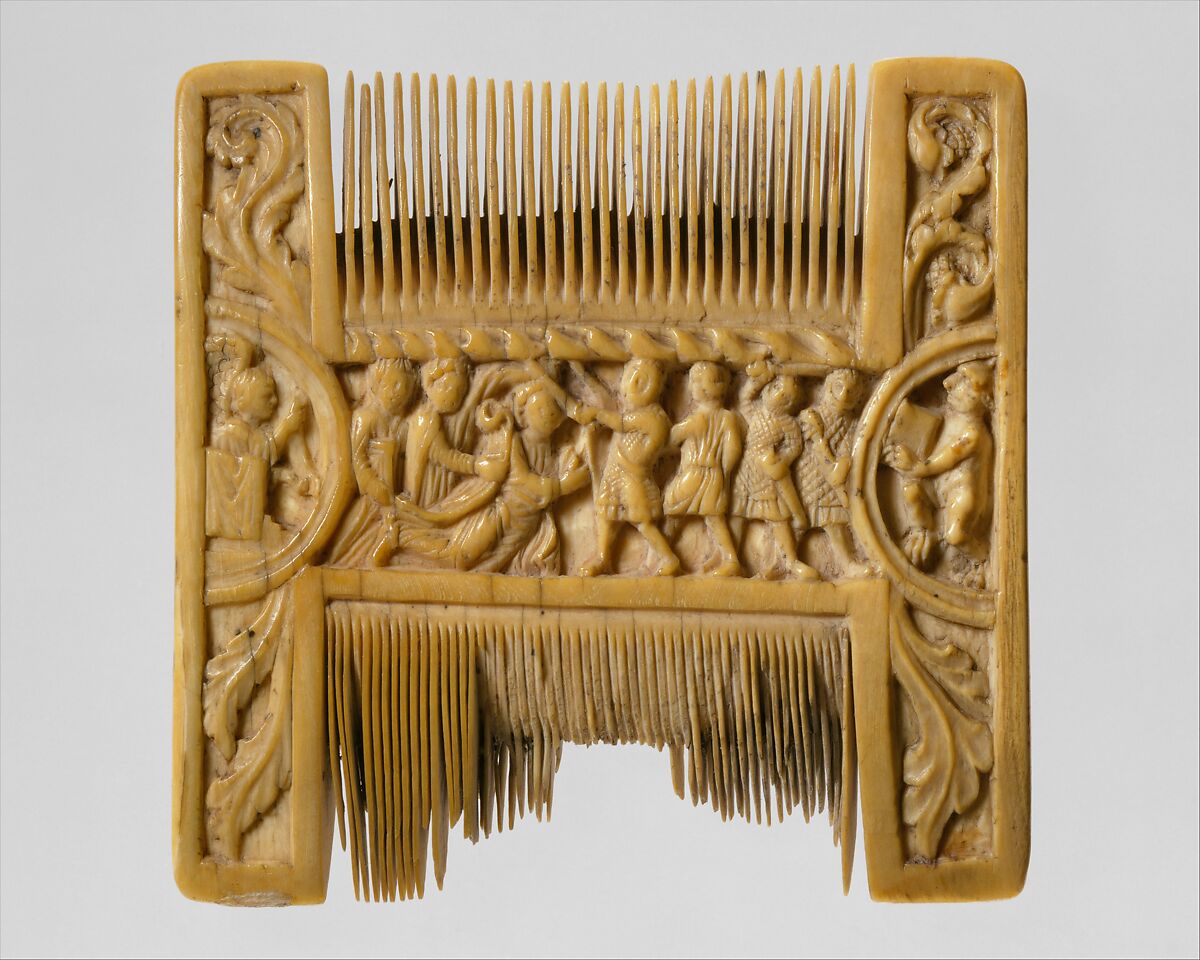 Double-Sided Ivory Liturgical Comb with Scenes of Henry II and Thomas Becket, Ivory, British