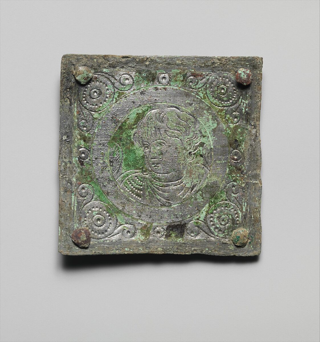 Tinned-Copper Plaque with a Personification, Tinned copper, Byzantine 