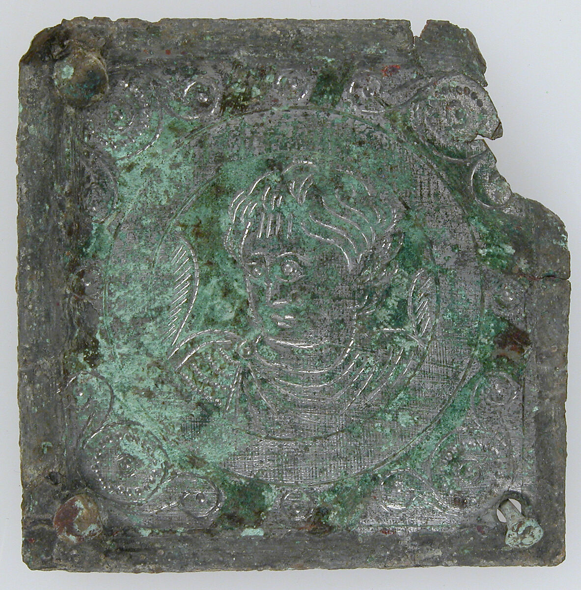 Tinned-Copper Plaque with a Personification, Tinned copper, Byzantine 