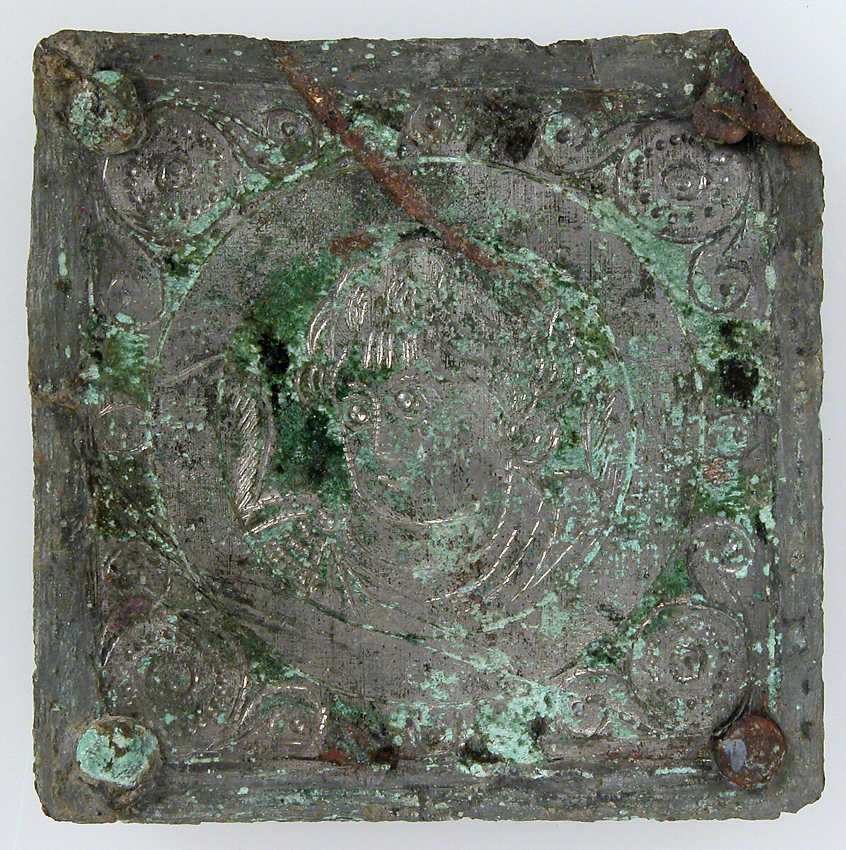 Tinned-Copper Plaque with a Personification, Tinned copper, Byzantine 