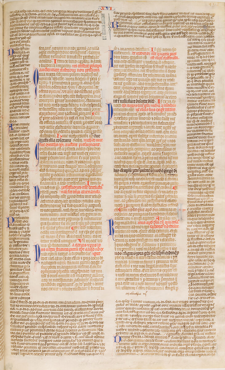 Bifolium with the Decretals of Gratian, Style of Master Honore (French), Tempera and gold on parchment, brown ink; modern leather binding, French