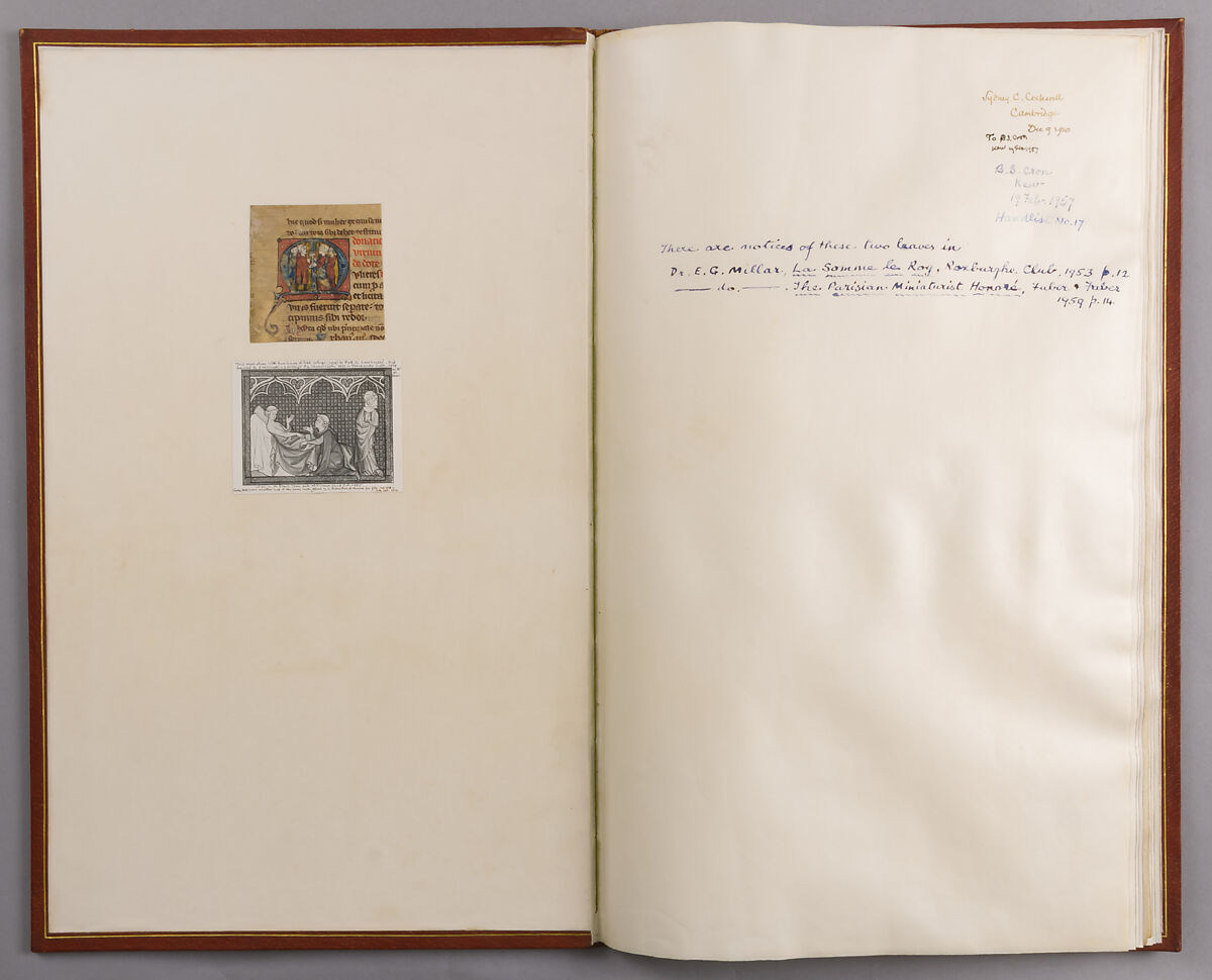 Bifolium with the Decretals of Gratian, Style of Master Honore (French), Tempera and gold on parchment, brown ink; modern leather binding, French