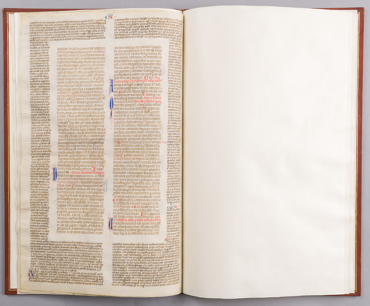 Bifolium with the Decretals of Gratian, Style of Master Honore (French), Tempera and gold on parchment, brown ink; modern leather binding, French