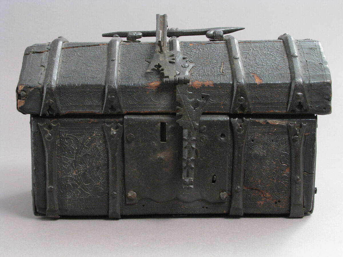 Coffer, Cuir bouilli (tooled leather), iron mounts and lock over wood core, North French or South Netherlandish (?)