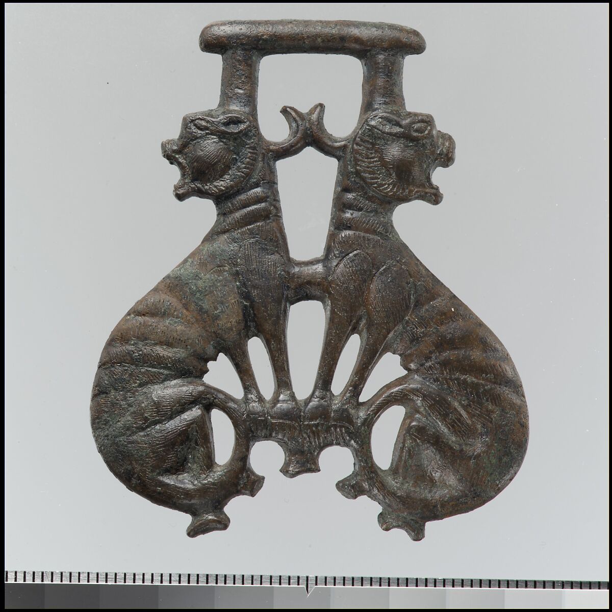 Harness Pendant with Confronted Beasts, Leaded brass, Visigothic