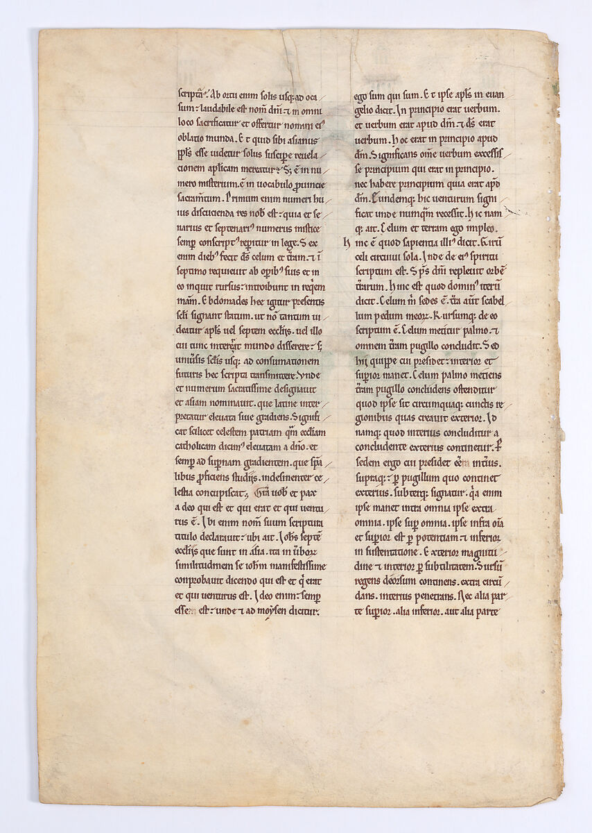 Leaf from a Beatus Manuscript: Christ in Majesty with Angels and  the Angel of God Directs Saint John to Write the Book of Revelation, Tempera, gold, and ink on parchment, Spanish