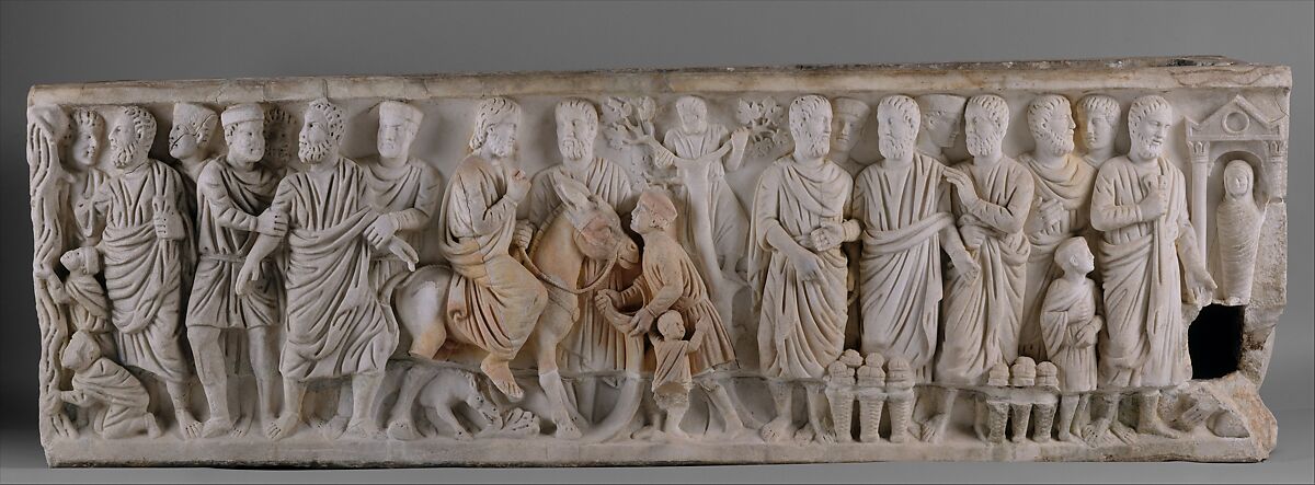 Sarcophagus with Scenes from the Lives of Saint Peter and Christ, Marble, Roman 