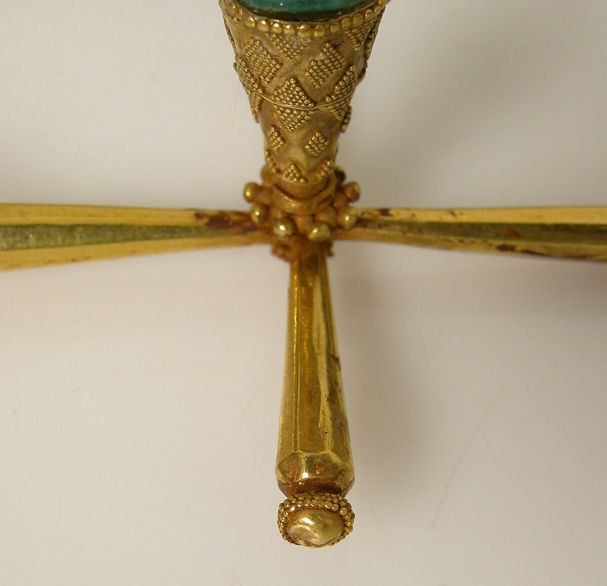 Pendant in the form of a Latin Cross, Gold, emeralds, Byzantine style