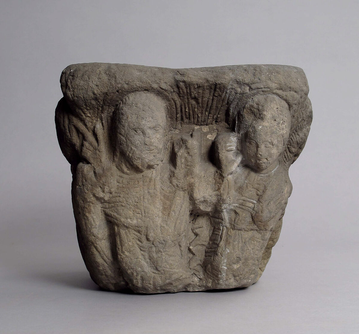 Capital with Christ Giving the Keys to Saint Peter, Limestone (?), Southwest French