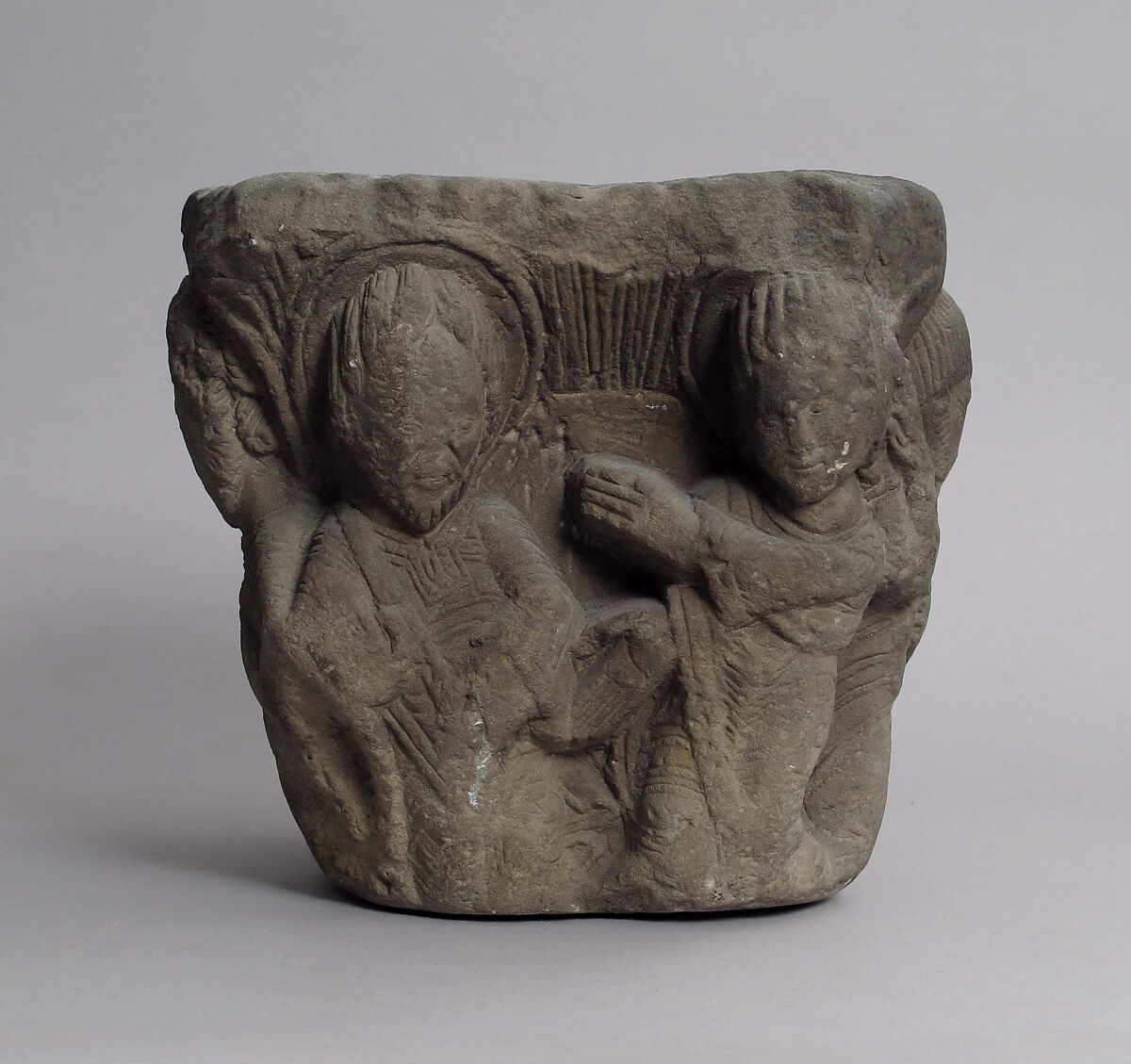 Capital with Christ Giving the Keys to Saint Peter, Limestone (?), Southwest French
