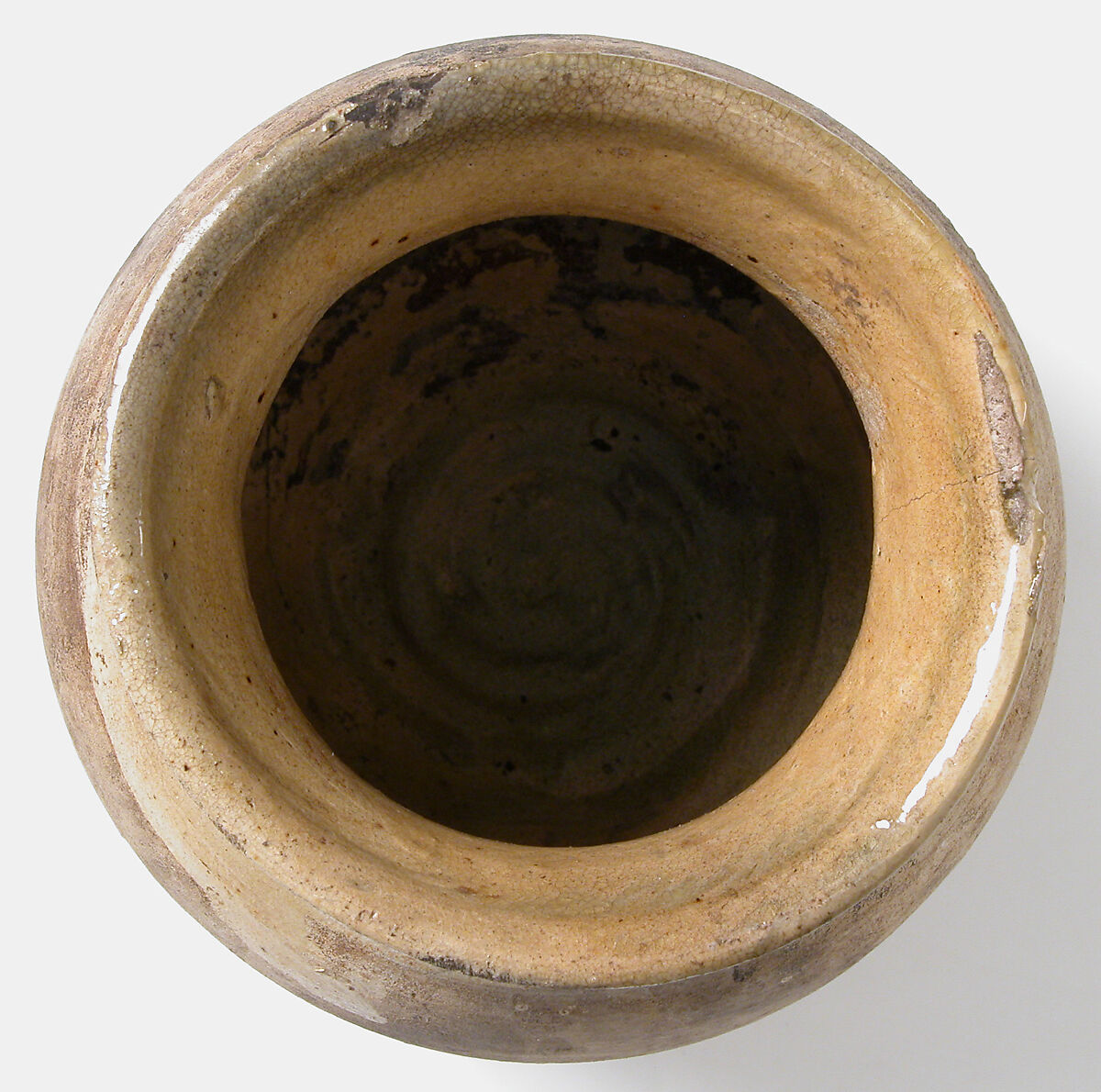 Footed pot, Paritally glazed earthenware, South Netherlandish