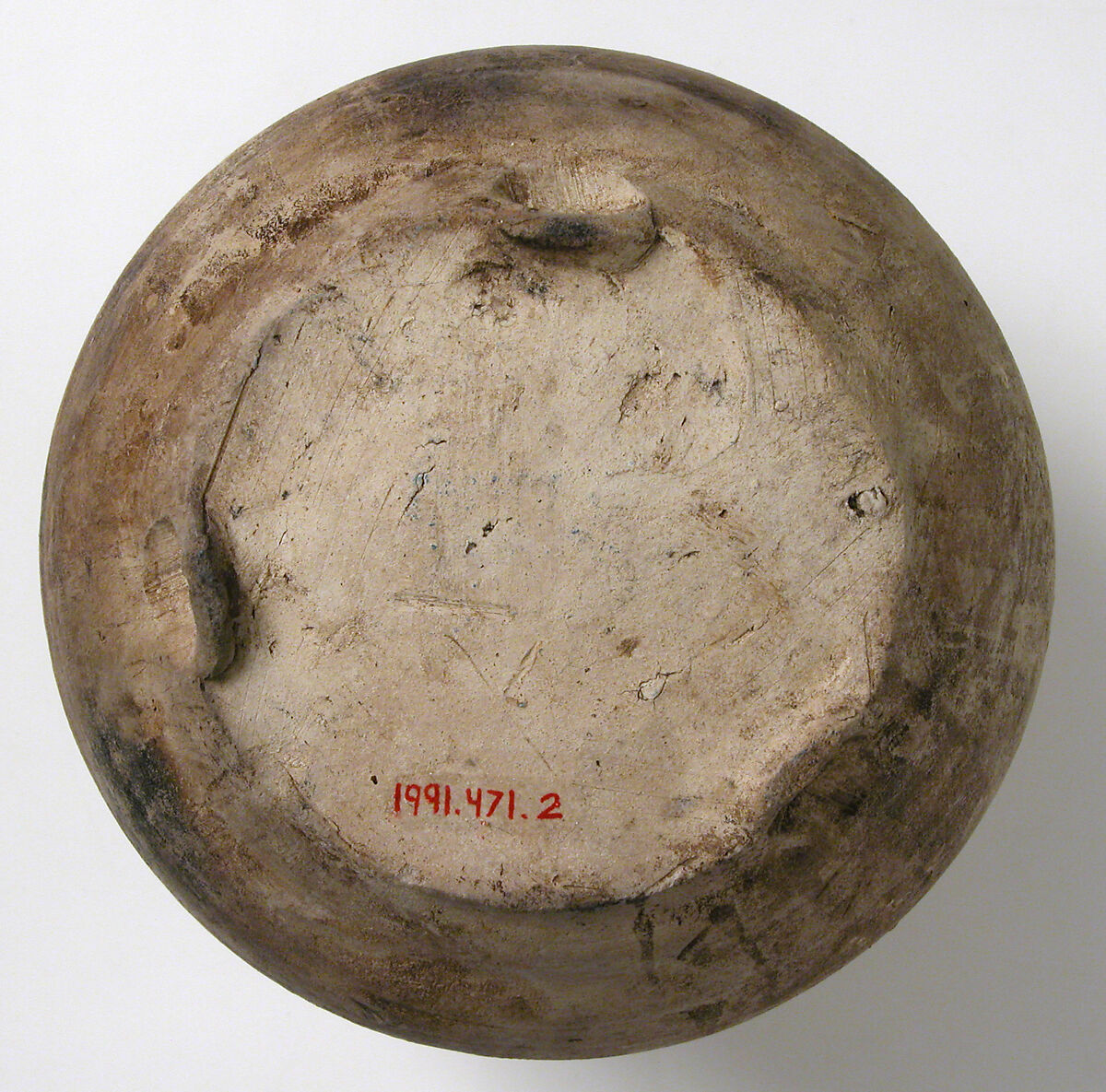 Footed pot, Paritally glazed earthenware, South Netherlandish