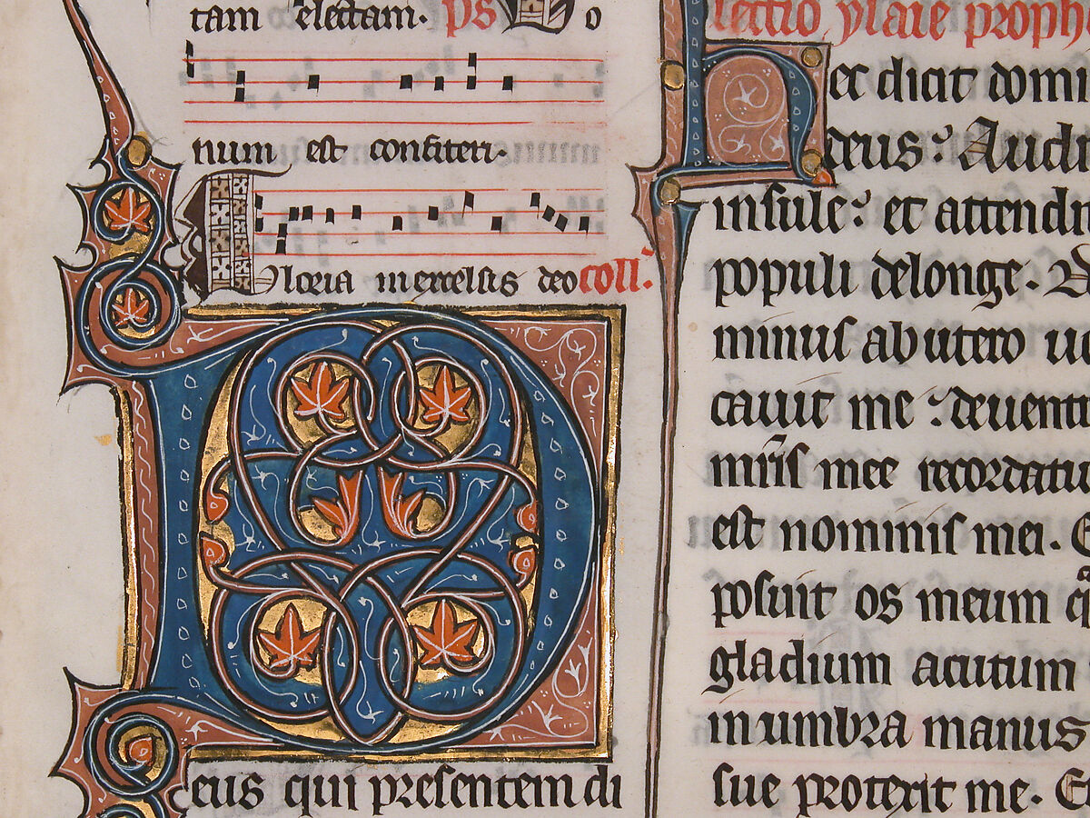 Manuscript Leaf with Initial M, from a Missal, Tempera and gold on parchment, French
