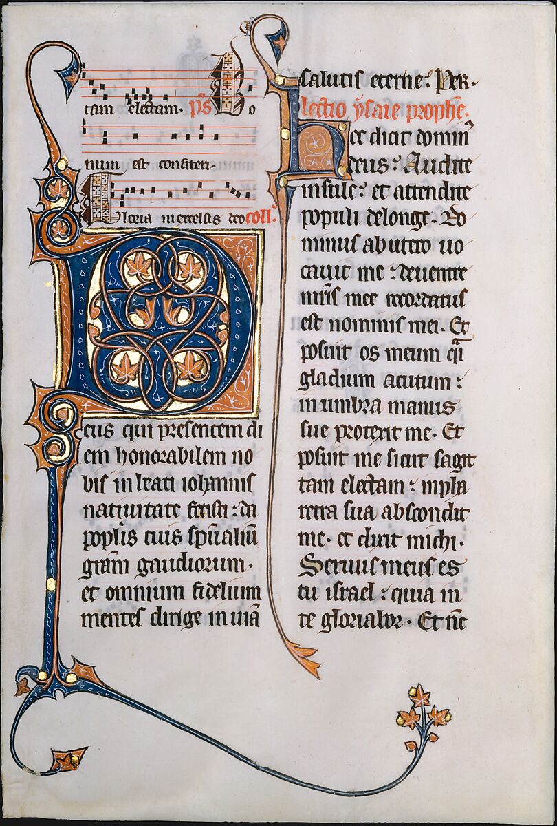 Manuscript Leaf with Initial M, from a Missal, Tempera and gold on parchment, French 