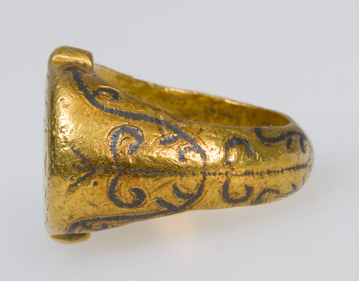 Signet Ring of John, Imperial Spatharios, Gold, niello, Byzantine