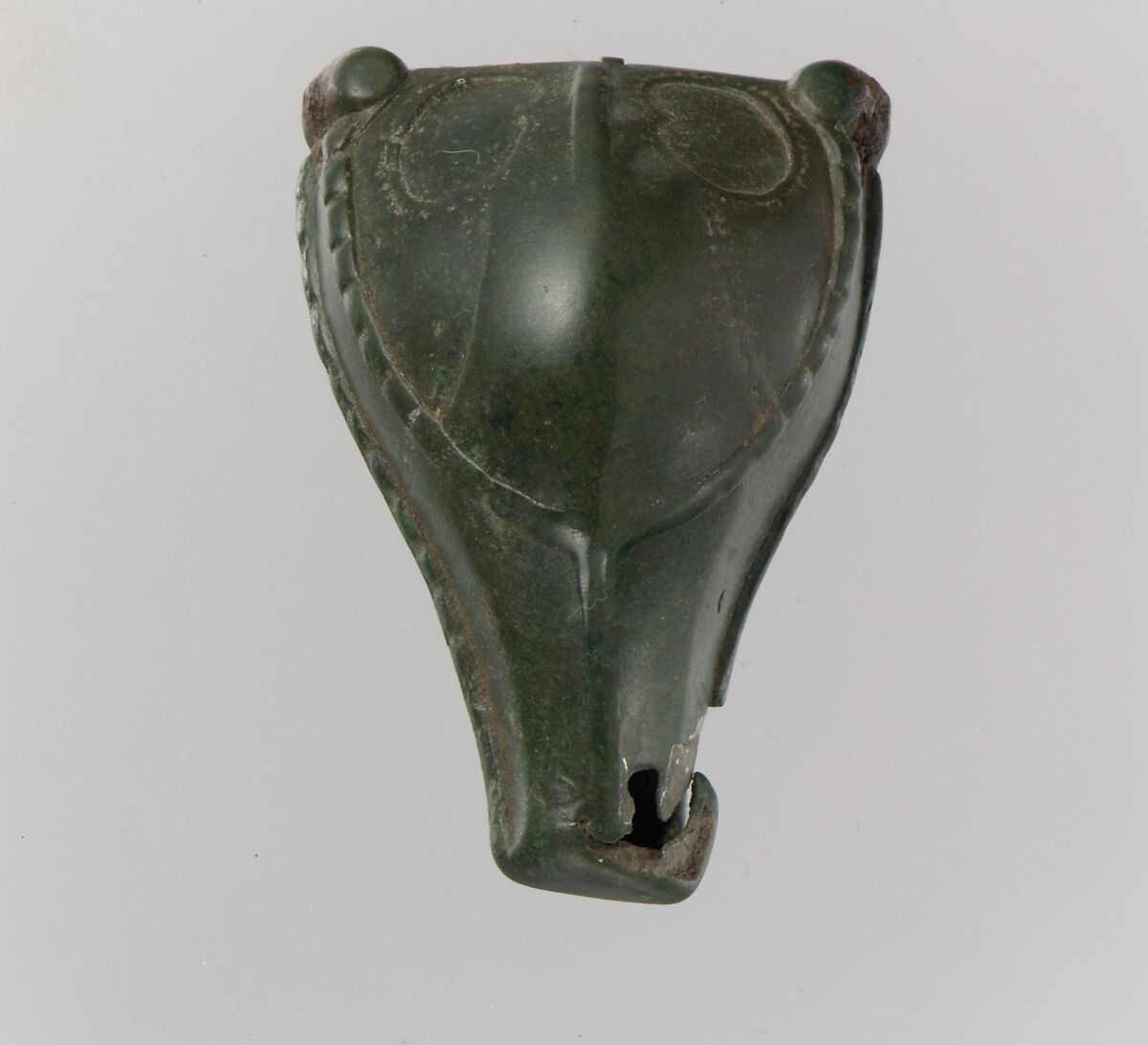 Brooch with Boar’s-Head, Copper alloy, gilt and cast; copper alloy pin secured in hinge with..., Vendel 