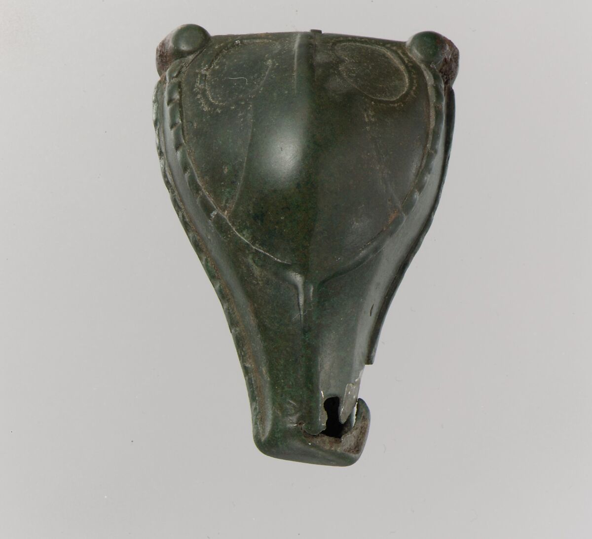 Brooch with Boar’s-Head, Copper alloy, gilt and cast; copper alloy pin secured in hinge with..., Vendel