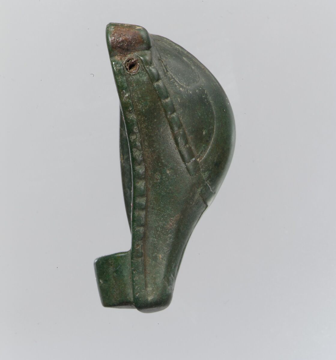 Brooch with Boar’s-Head, Copper alloy, gilt and cast; copper alloy pin secured in hinge with..., Vendel