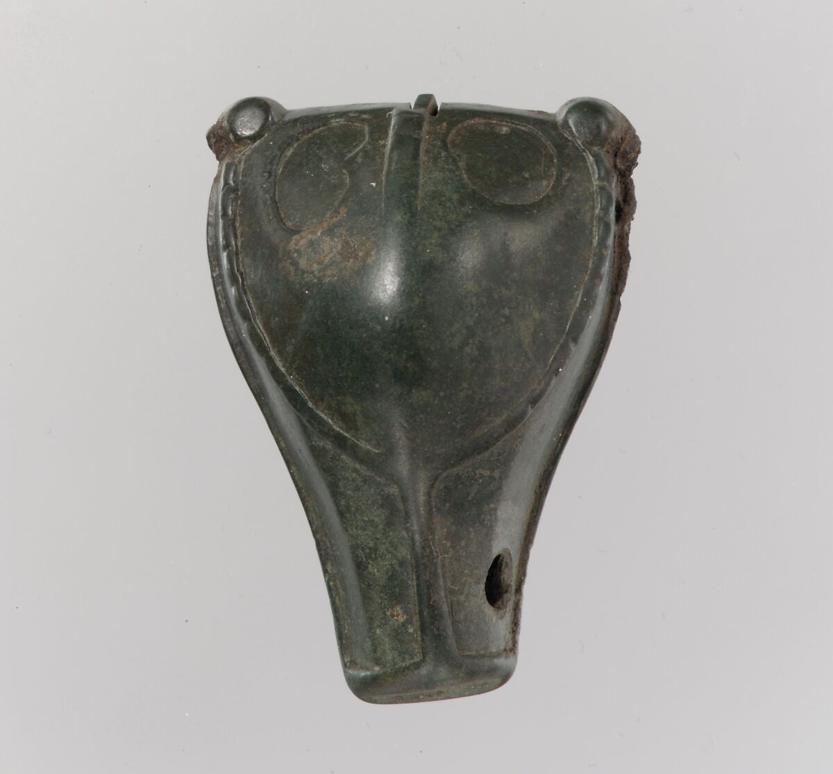 Brooch with Boar’s-Head, Copper alloy, gilt and cast; copper alloy pin secured in hinge with..., Vendel 