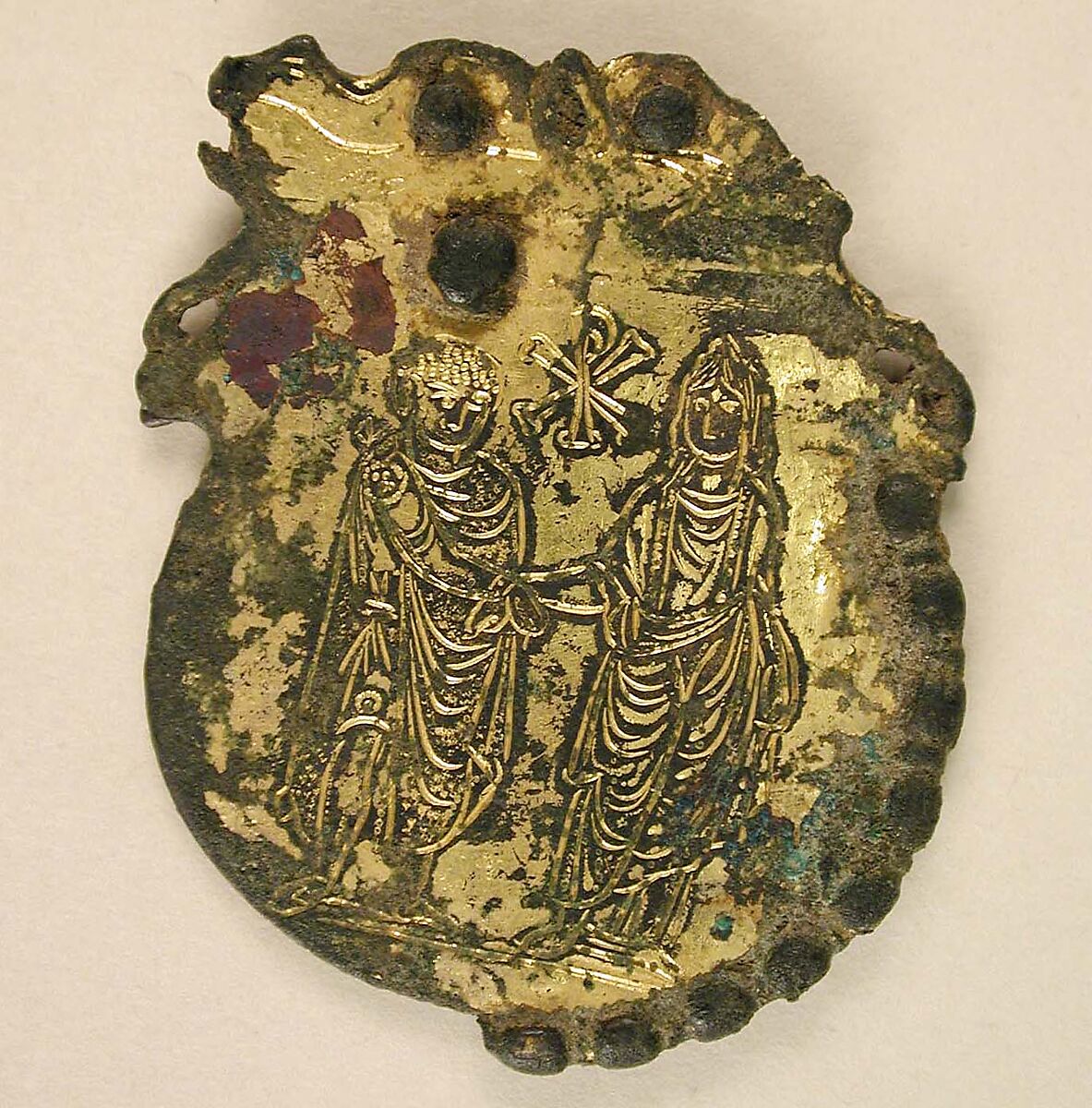 Belt Ornament, Copper alloy, gilt, Roman or Byzantine 