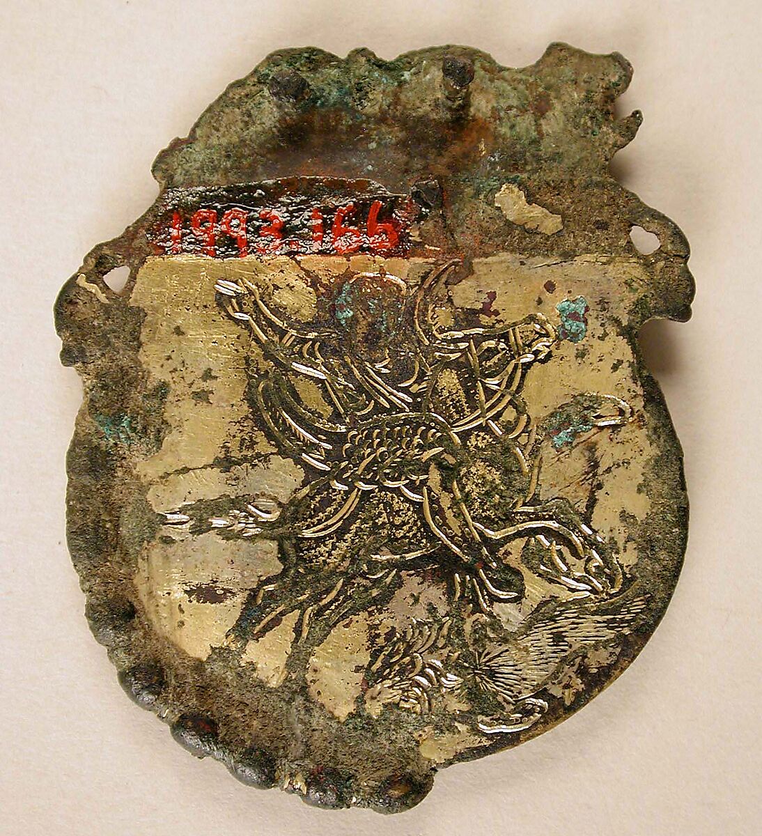 Belt Ornament, Copper alloy, gilt, Roman or Byzantine