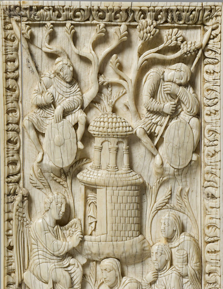 Plaque with the Holy Women at the Sepulchre, Elephant ivory, North Italian