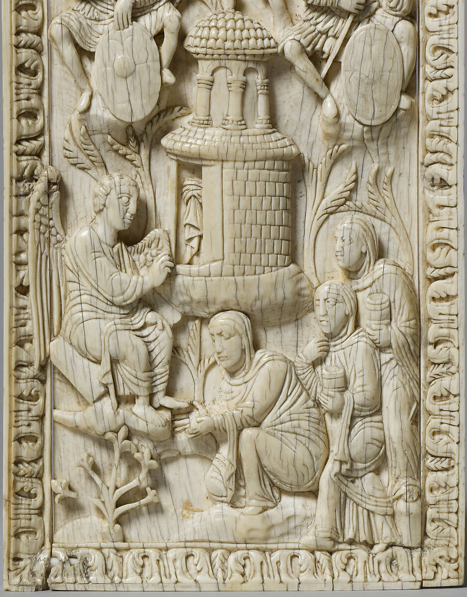 Plaque with the Holy Women at the Sepulchre, Elephant ivory, North Italian