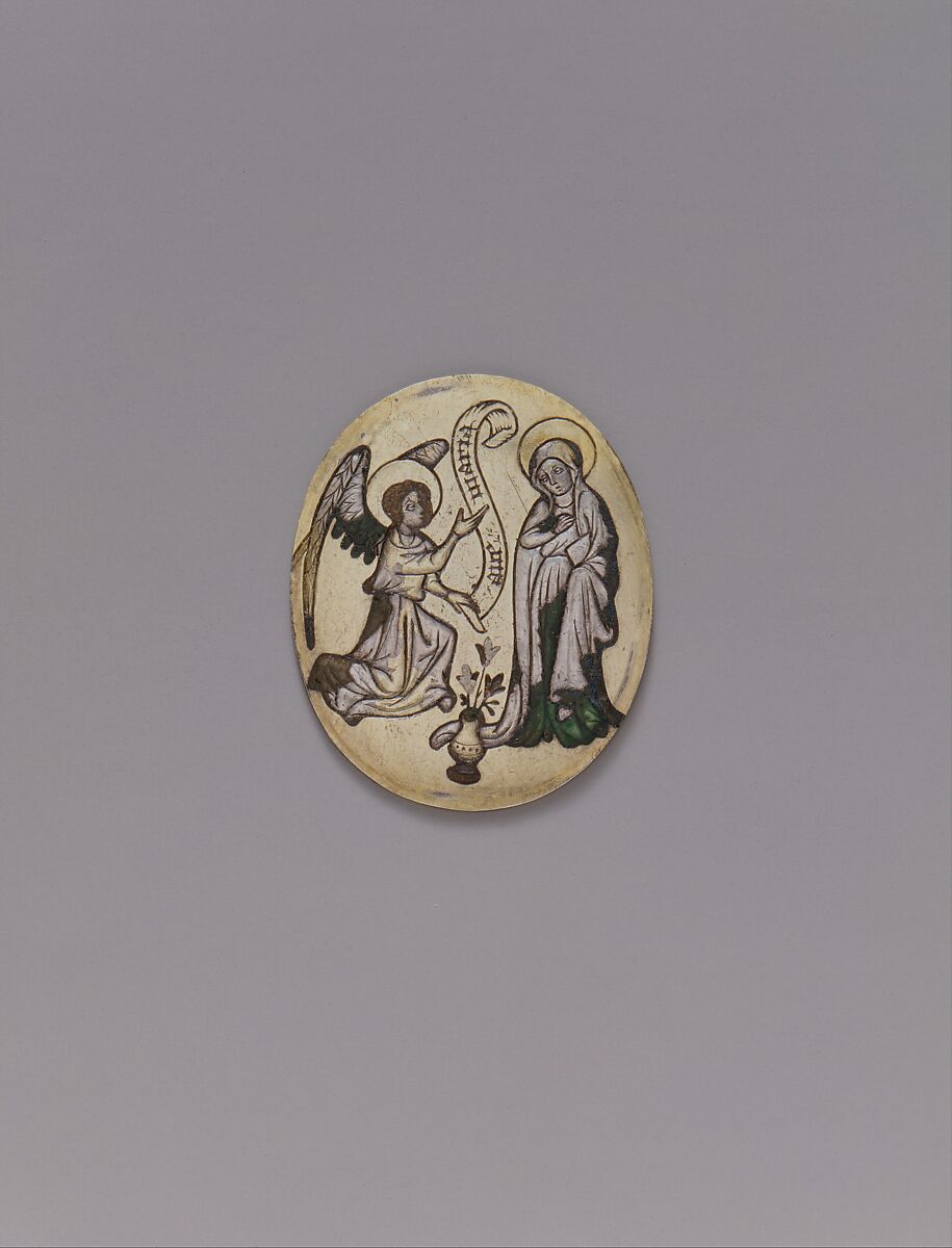 Enamel Plaque with the Annunciation, Silver with translucent and opaque enamels, South Netherlandish
