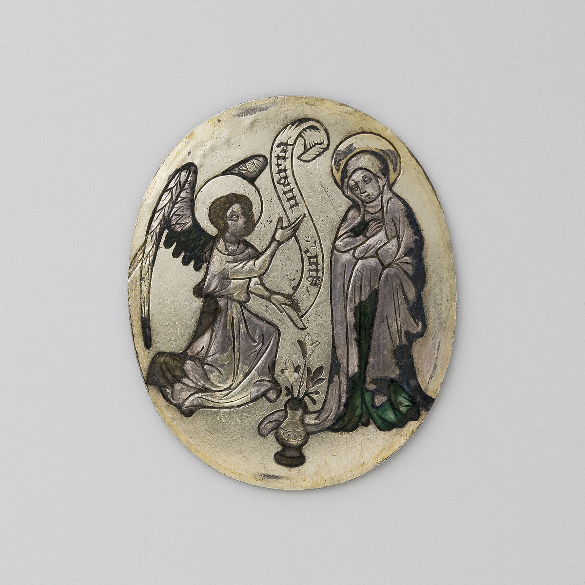 Enamel Plaque with the Annunciation, Silver with translucent and opaque enamels, South Netherlandish 