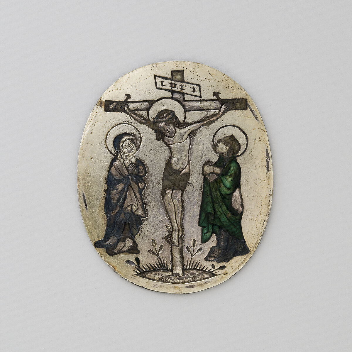 Enamel Plaque with the Crucifixion, Basse taille enamel, silver, South Netherlandish 