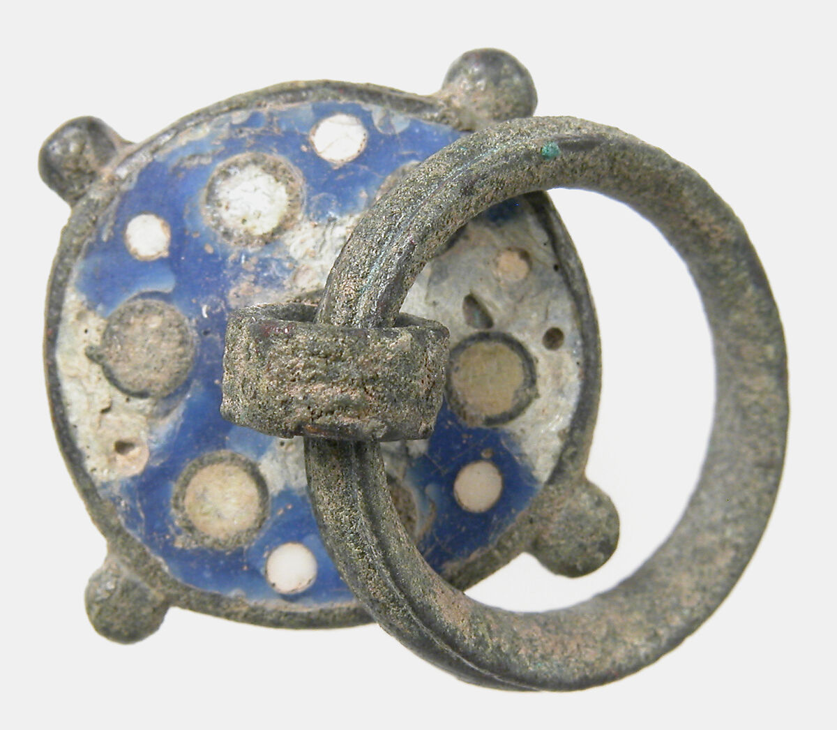 Vessel Lid, Champlevé enamel, floating cloisons, copper alloy, Roman