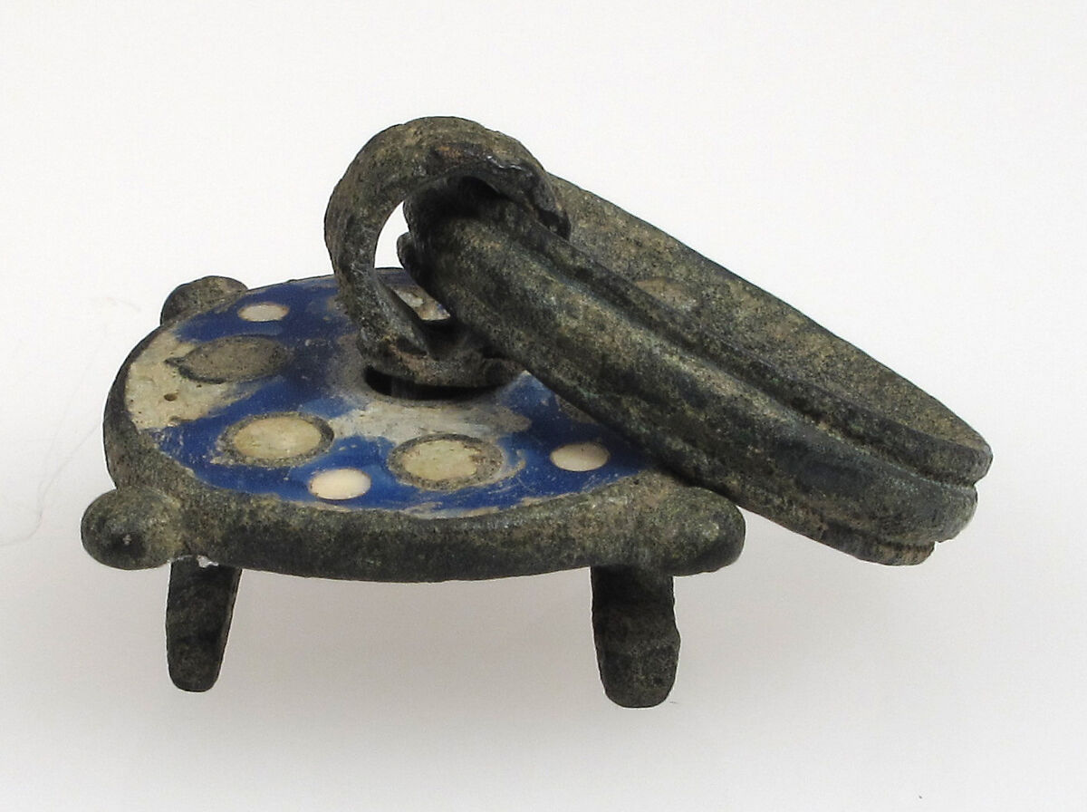 Vessel Lid, Champlevé enamel, floating cloisons, copper alloy, Roman