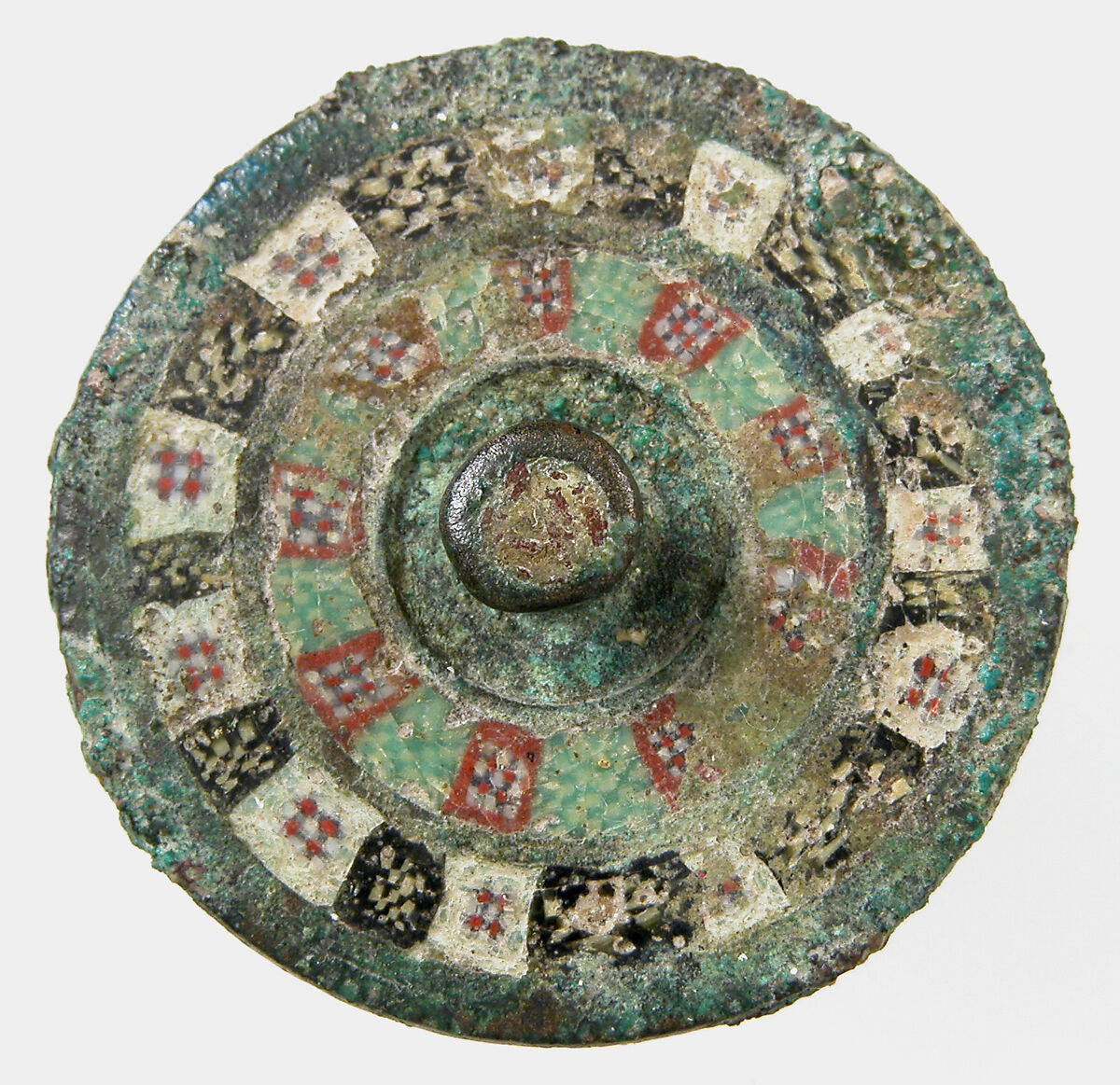 Disk Brooch, Millefiore enamel on bronze, Roman 