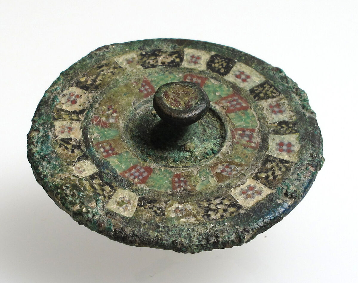 Disk Brooch, Millefiore enamel on bronze, Roman