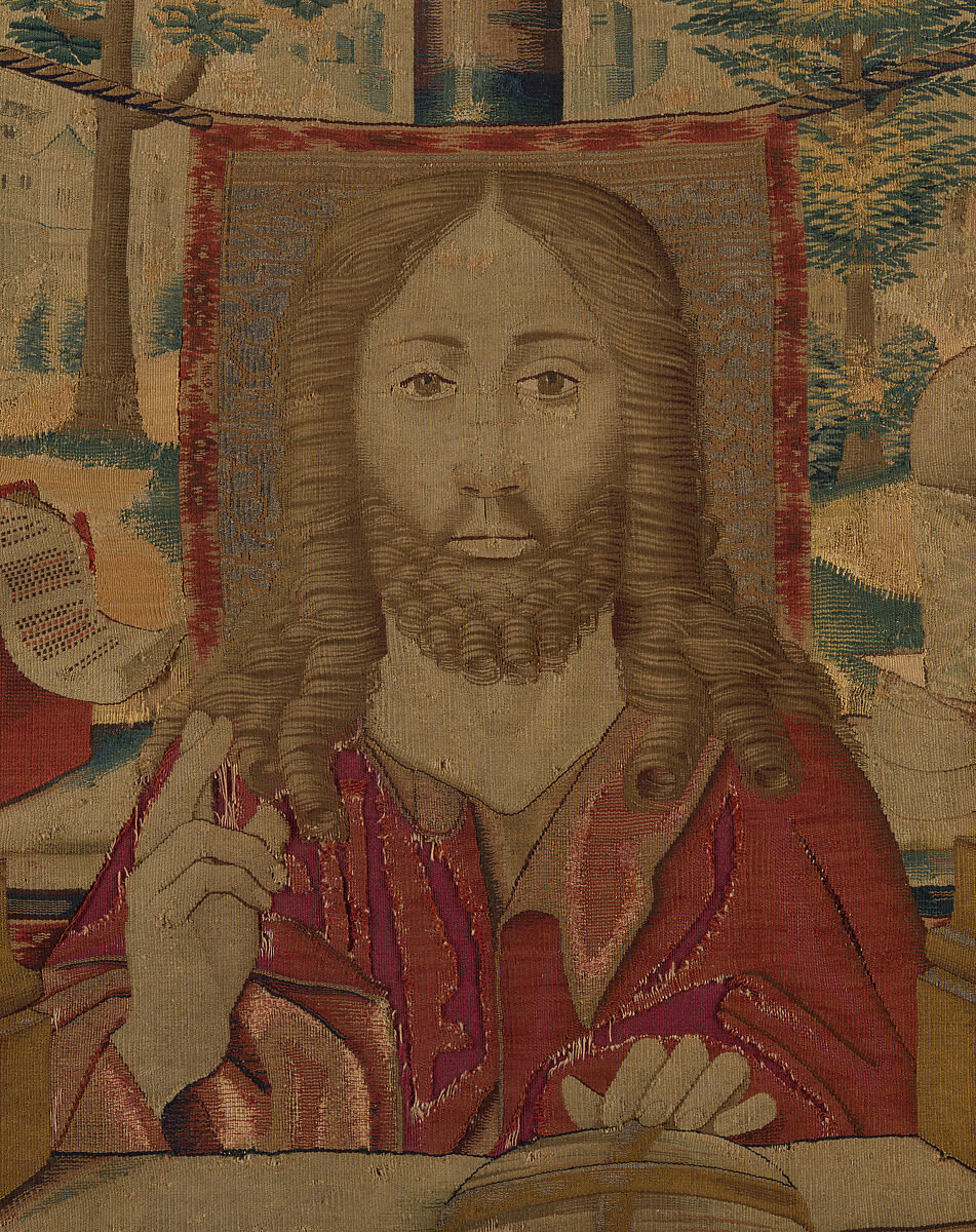 Christ of the Mystic Wine Press, Tapestry weave, wool, silk and metallic threads, South Netherlandish