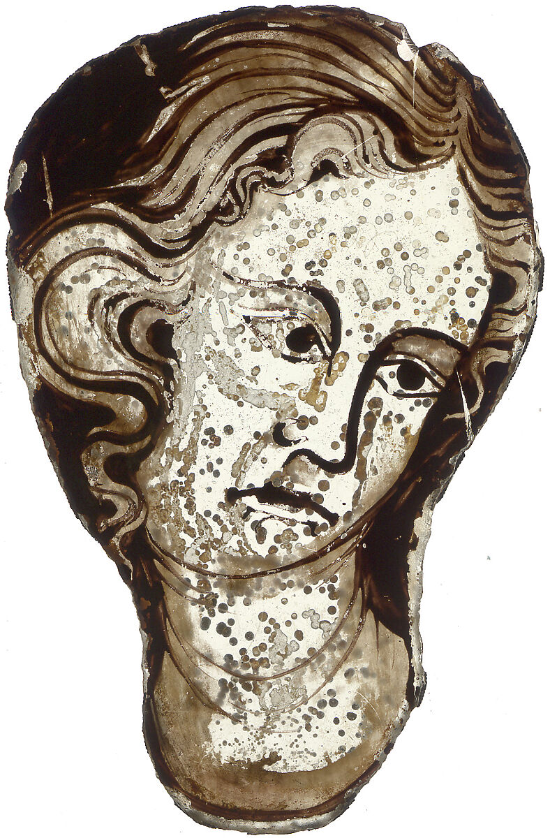 Head of a Young Woman, Colorless glass and vitreous paint, North French 