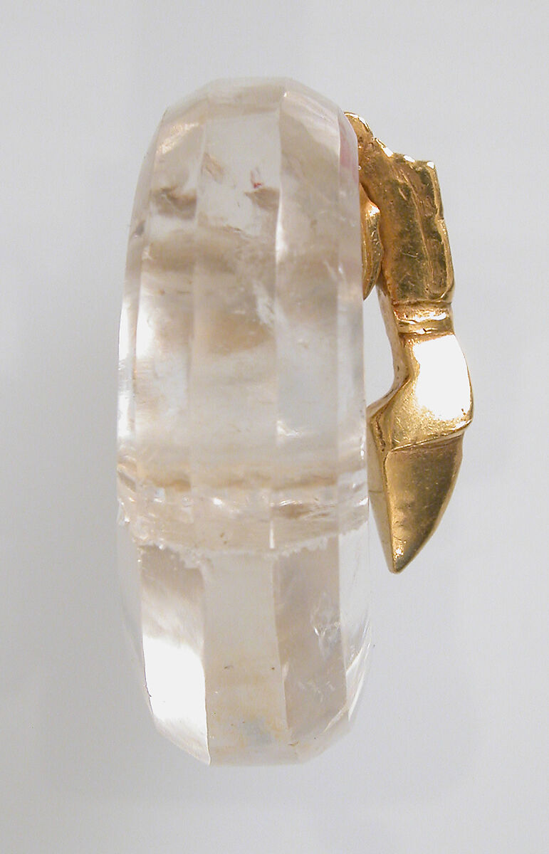 Rock Crystal Belt Buckle, Rock crystal, gold foil, East German (buckle), Byzantine (tongue)