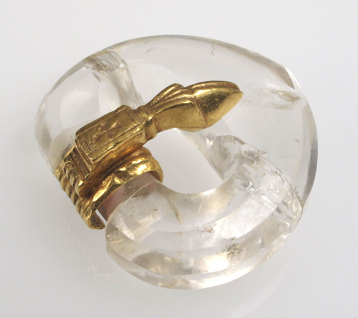 Rock Crystal Belt Buckle, Rock crystal, gold foil, East German (buckle), Byzantine (tongue)
