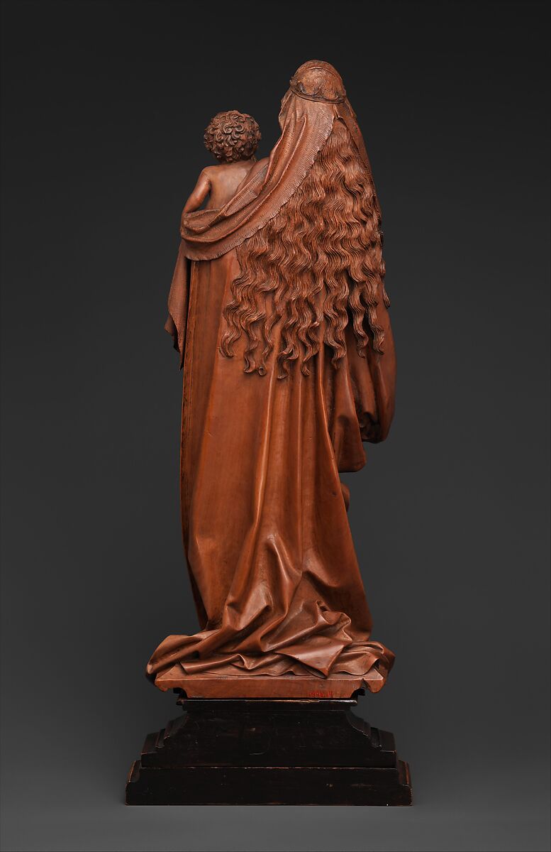 Standing Virgin and Child, Attributed to Niclaus Gerhaert von Leyden (North Netherlandish, active Strasbourg, ca. 1462–died 1473 Vienna), Boxwood, tinted lips and eyes, Austrian