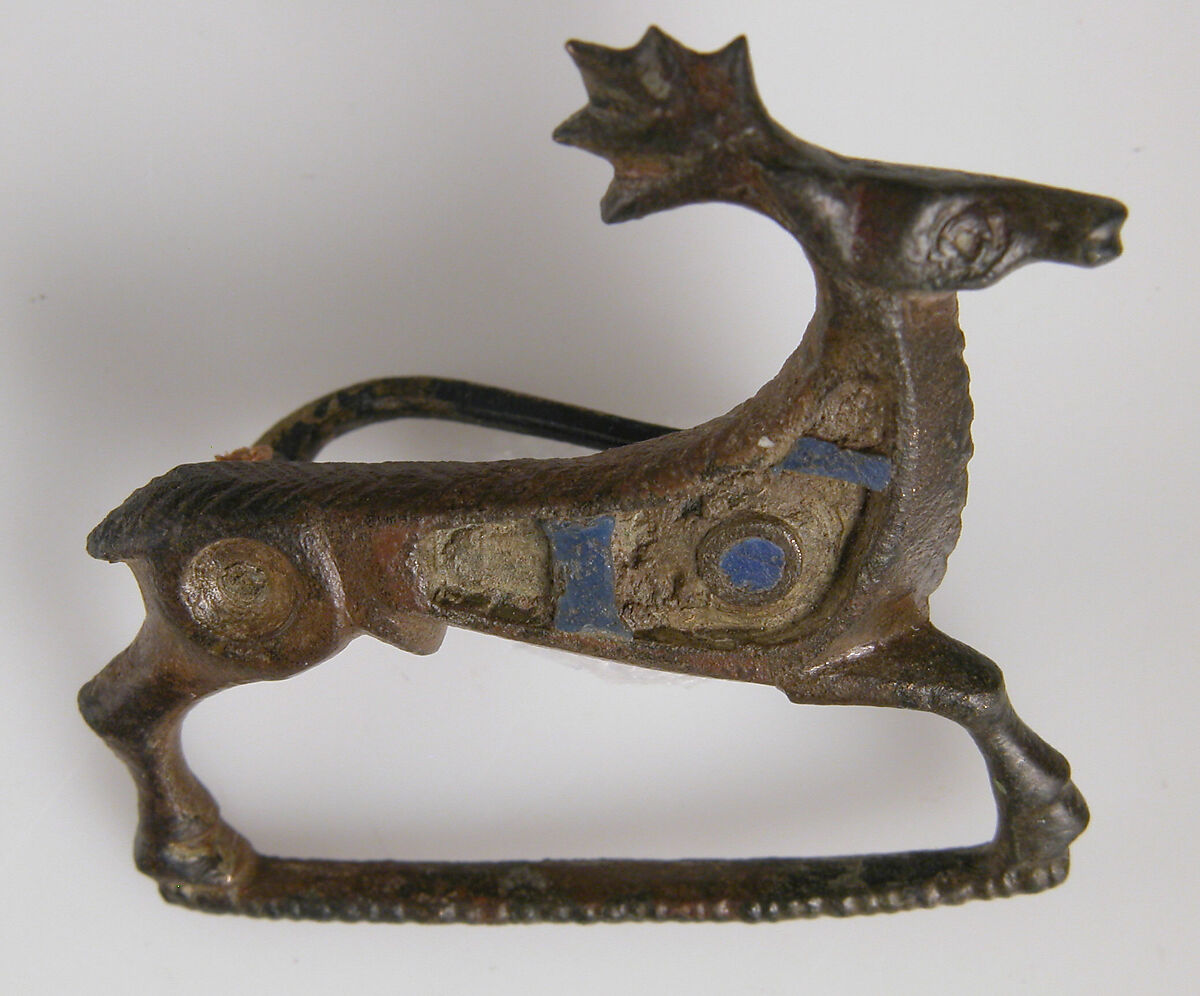 Brooch in the form of a Stag, Copper alloy, champleve enamel, Roman 