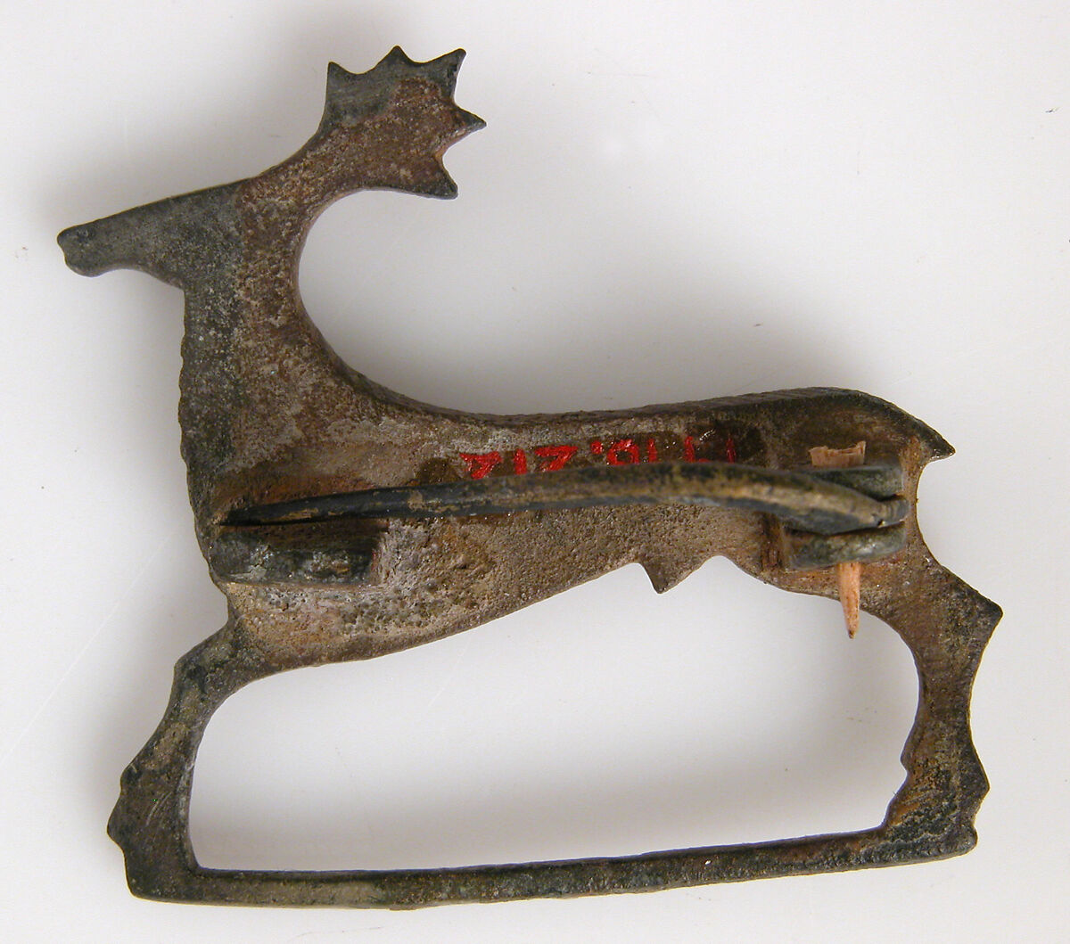 Brooch in the form of a Stag, Copper alloy, champleve enamel, Roman