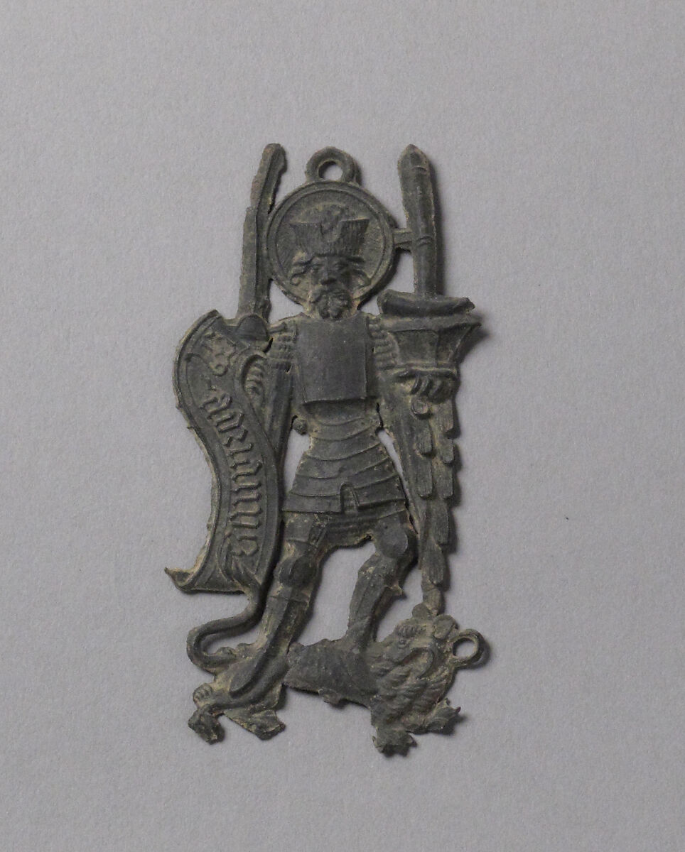 Pilgrim's Badge representing Saint Adrian, Lead alloy, South Netherlandish 