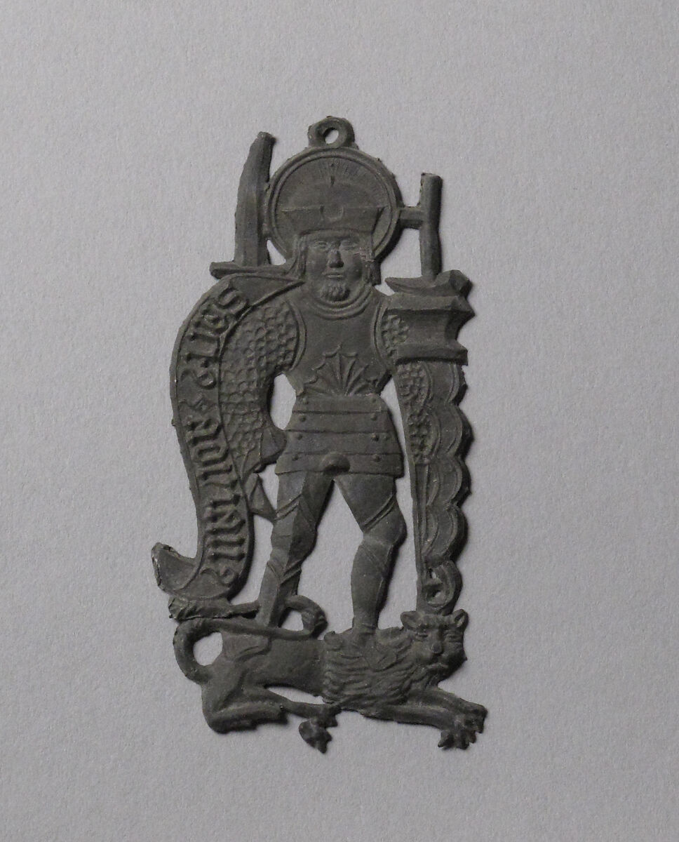 Pilgrim's Badge representing Saint Adrian, Lead alloy, South Netherlandish 