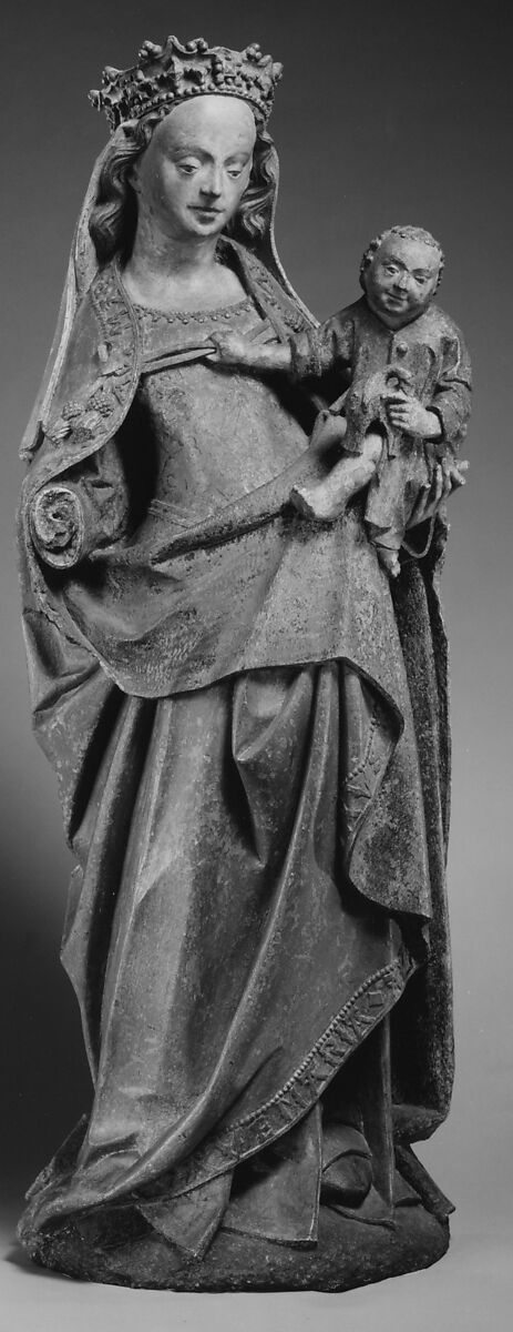 Virgin and Child with Bird, Limestone with polychromy, French