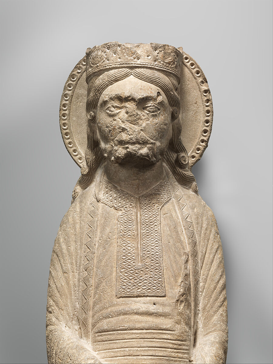 Column Statue of a King, Limestone, French