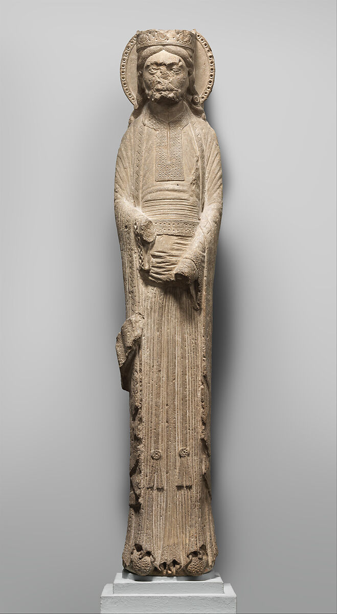 Column Statue of a King, Limestone, French 