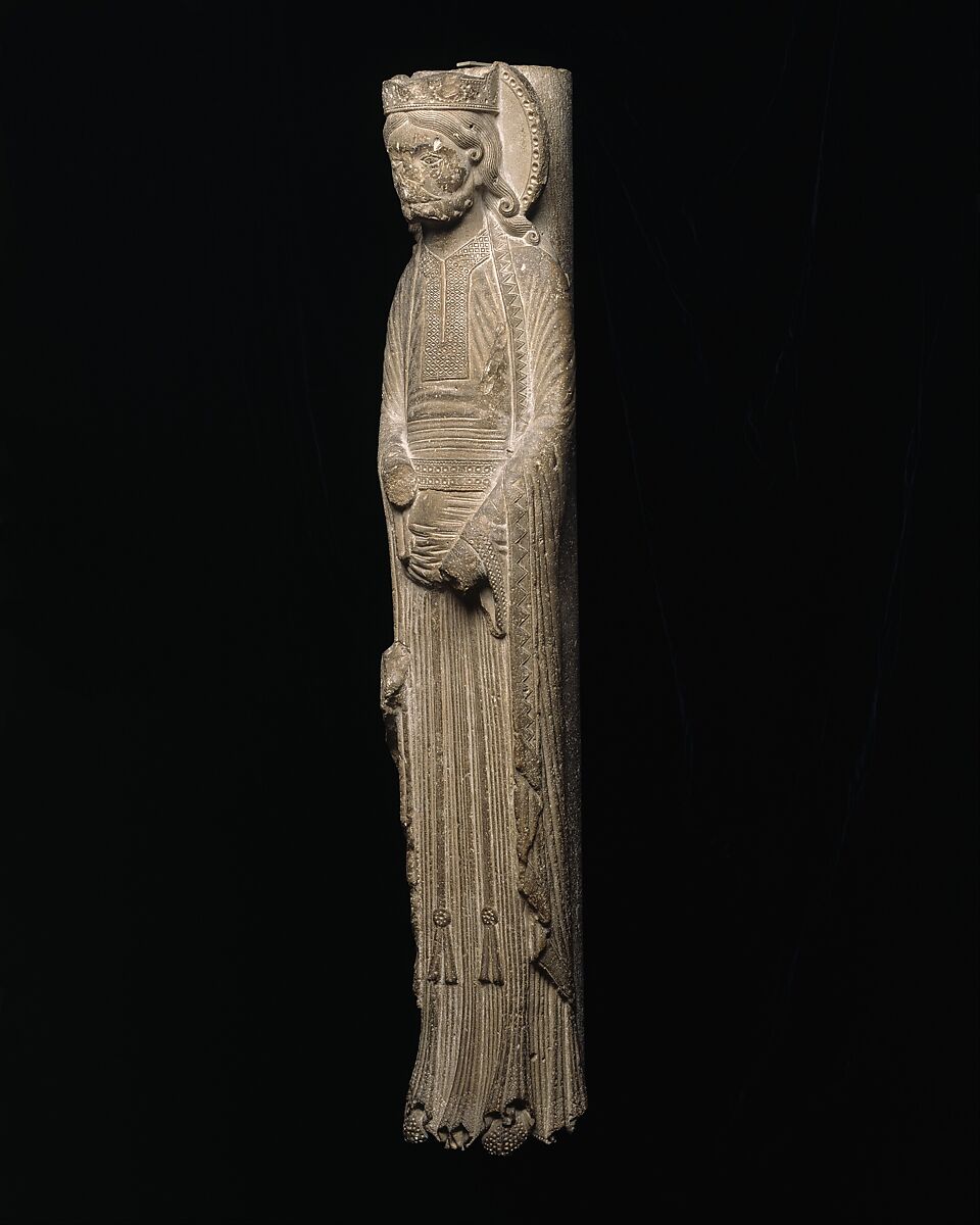 Column Statue of a King, Limestone, French