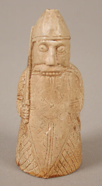 Chess Piece of a Berserker (Copy of one of the Lewis Chessmen), Plaster cast, Scandinavian