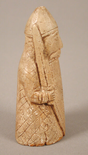 Chess Piece of a Berserker (Copy of one of the Lewis Chessmen), Plaster cast, Scandinavian