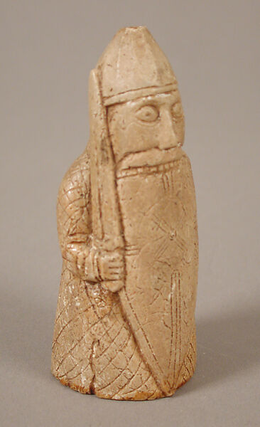 Chess Piece of a Berserker (Copy of one of the Lewis Chessmen), Plaster cast, Scandinavian 